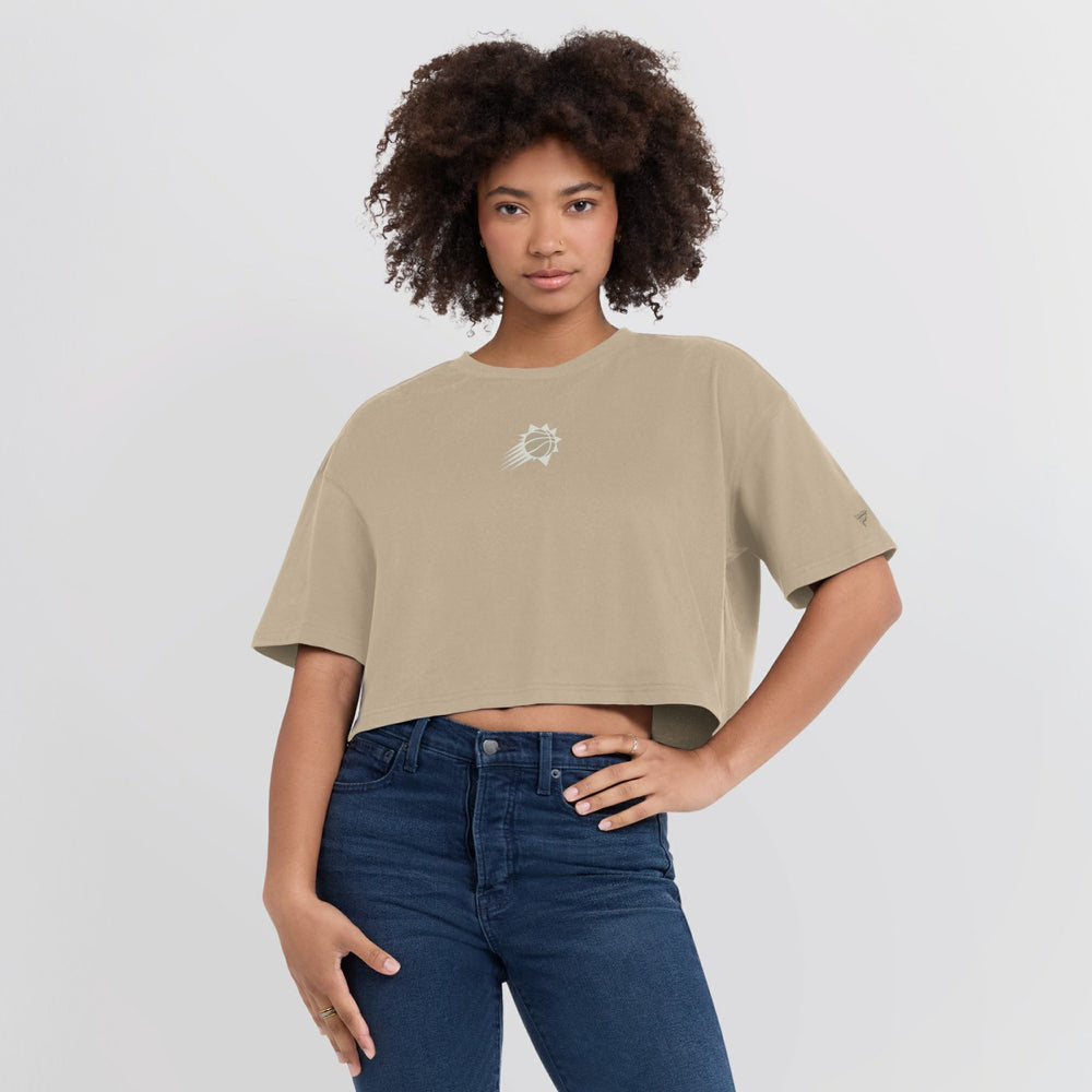 Fanatics - Phoenix Suns Women's Elements Super Soft Boxy Cropped T-Shirt - Khaki