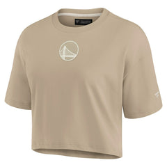 Fanatics - Golden State Warriors Women's Elements Super Soft Boxy Cropped T-Shirt - Khaki