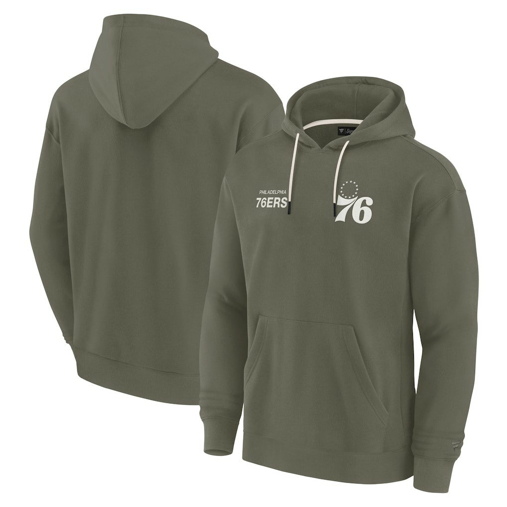 Fanatics - Philadelphia 76ers Unisex Elements Super Soft Fleece Pullover Hoodie - Olive