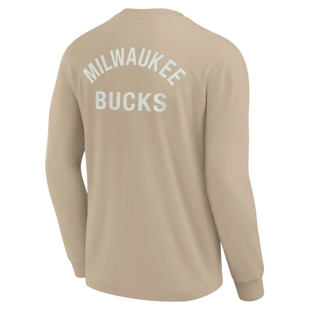 Fanatics - Milwaukee Bucks Unisex Elements Super Soft Long Sleeve T-Shirt - Khaki