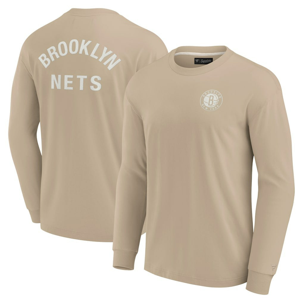 Fanatics - Brooklyn Nets Unisex Elements Super Soft Long Sleeve T-Shirt - Khaki
