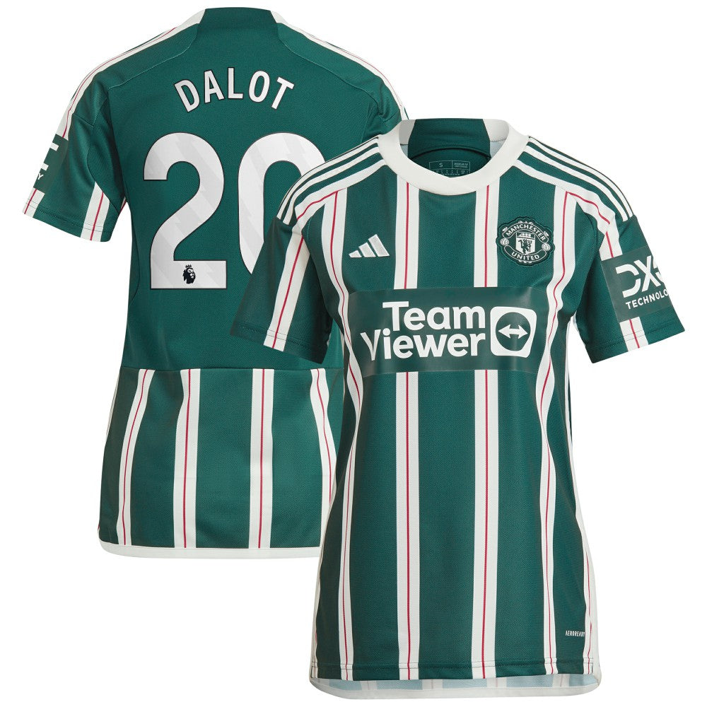 Adidas Diogo Dalot Manchester United Women's 2023/24 Away Replica Player Jerseys - Green