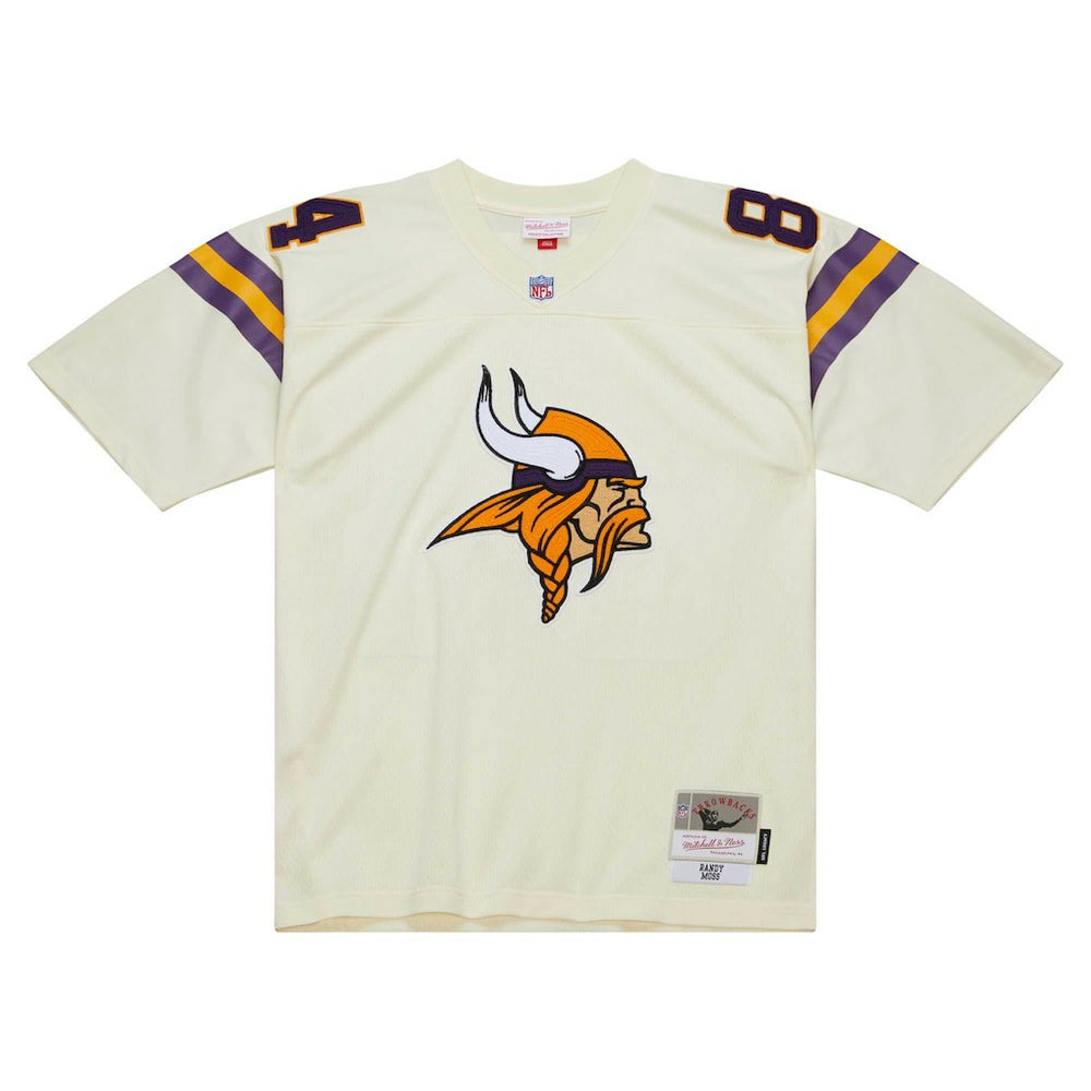 Randy Moss Minnesota Vikings Chainstitch Legacy Jersey Cream - Mitchell & Ness
