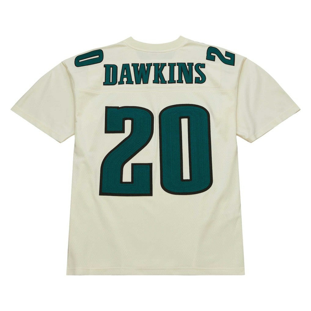 Brian Dawkins Philadelphia Eagles Chainstitch Legacy Jersey Cream - Mitchell & Ness