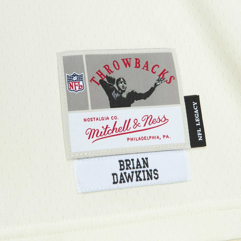 Brian Dawkins Philadelphia Eagles Chainstitch Legacy Jersey Cream - Mitchell & Ness
