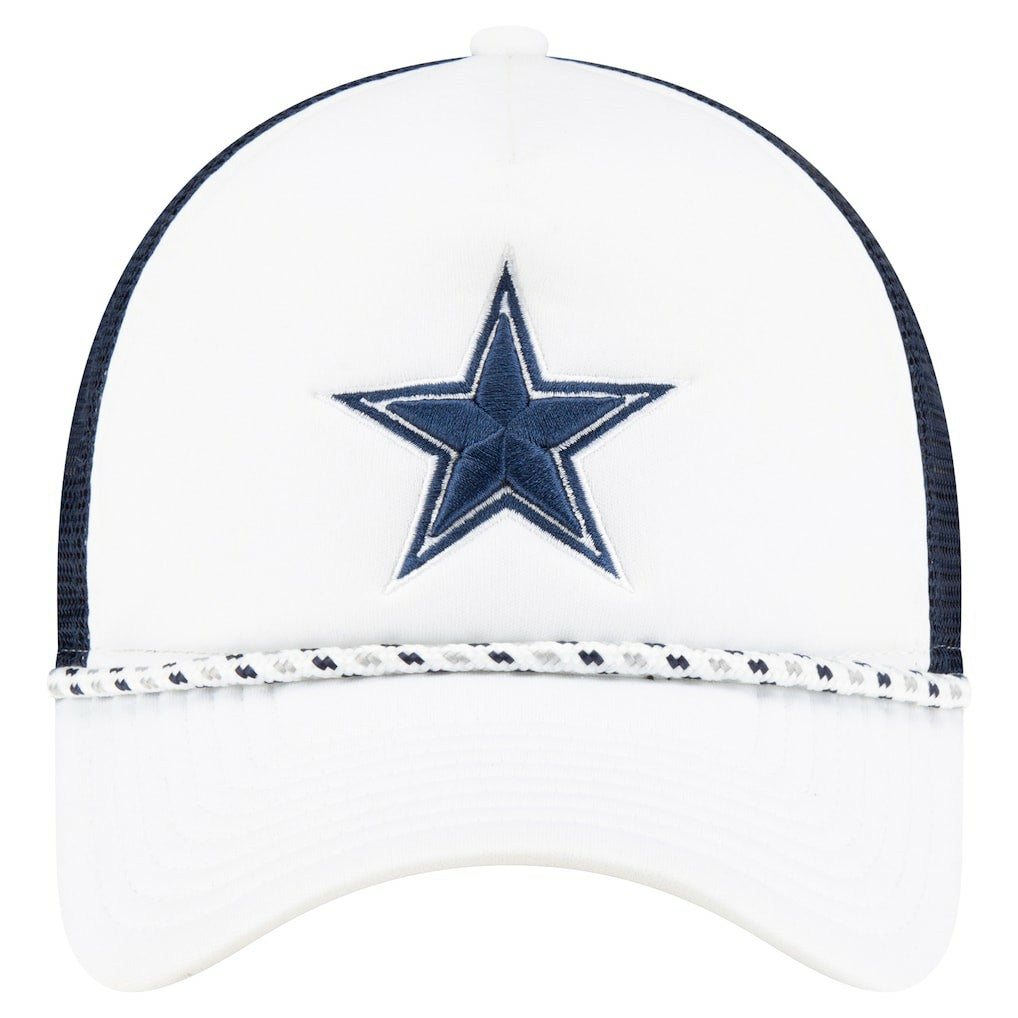Dallas Cowboys New Era Court Sport Foam Front A-Frame 9FORTY Adjustable Trucker Hat White/Navy - NFL