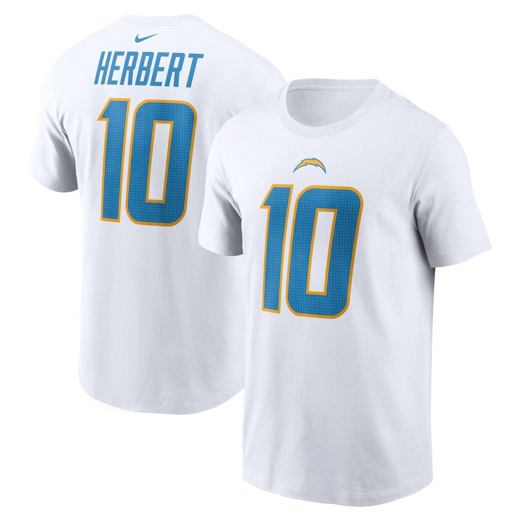 Justin Herbert Los Angeles Chargers Player Name & Number T-Shirt White - Nike