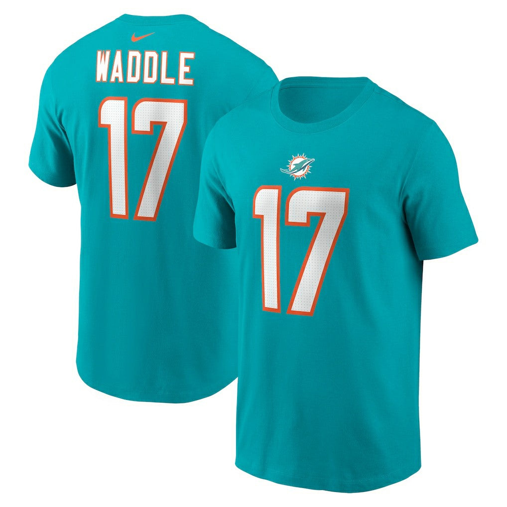Jaylen Waddle Miami Dolphins Player Name & Number T-Shirt Aqua - Nike