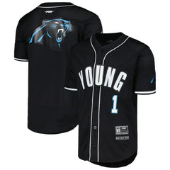 Bryce Young Carolina Panthers Pro Standard Mesh Baseball Button-Up T-Shirt Black - NFL