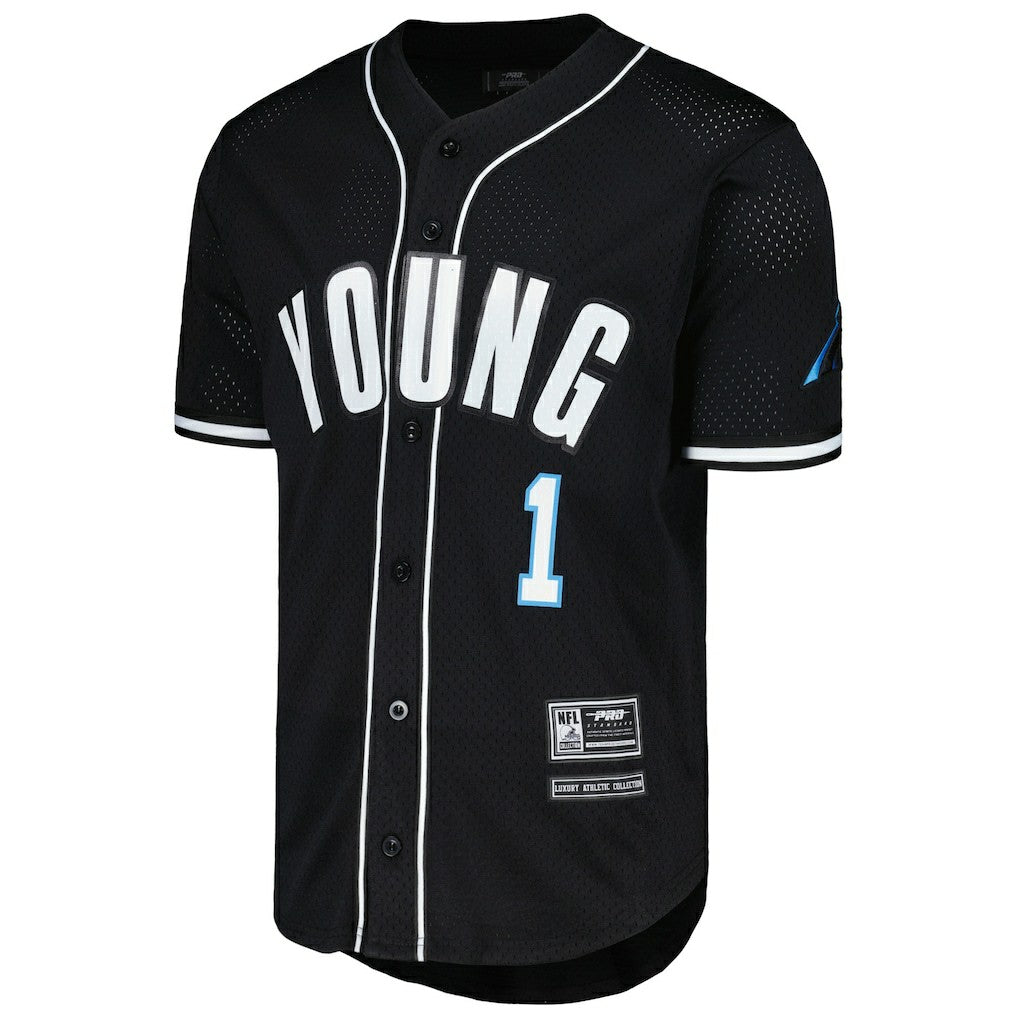 Bryce Young Carolina Panthers Pro Standard Mesh Baseball Button-Up T-Shirt Black - NFL