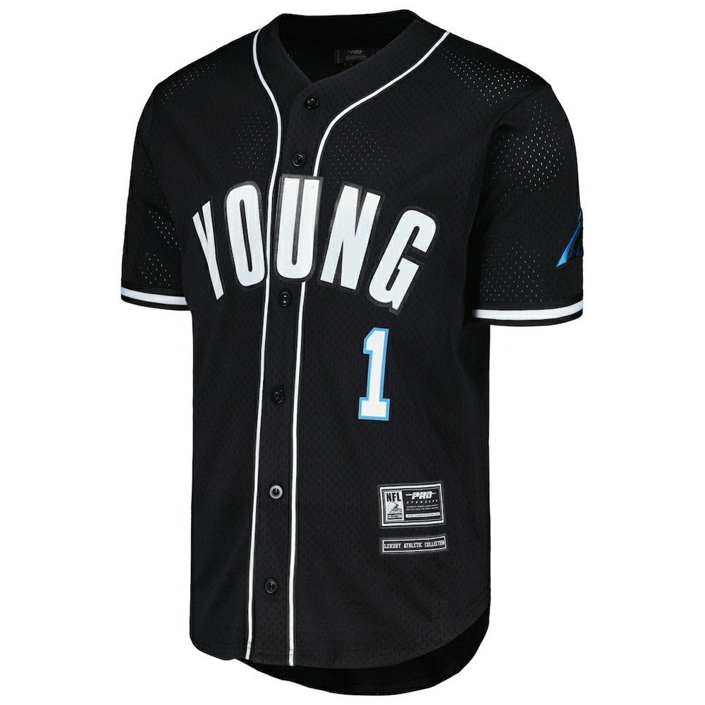 Bryce Young Carolina Panthers Pro Standard Mesh Baseball Button-Up T-Shirt Black - NFL