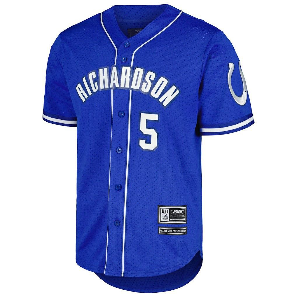 Anthony Richardson Indianapolis Colts Pro Standard Mesh Baseball Button-Up T-Shirt Royal - NFL