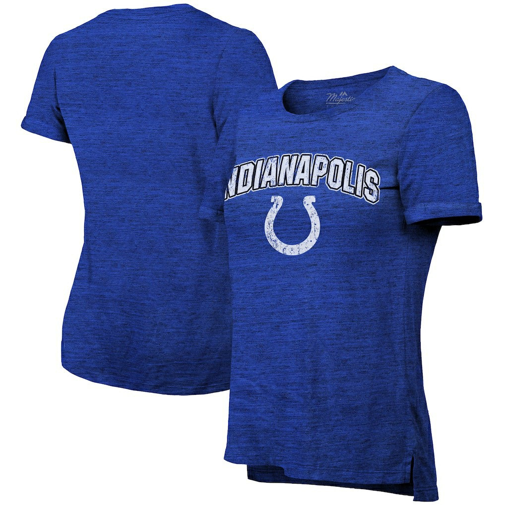 Indianapolis Colts Majestic Threads Women's Indiana Nights Alternate Tri-Blend Boyfriend T-Shirt Heather Blue - NFL