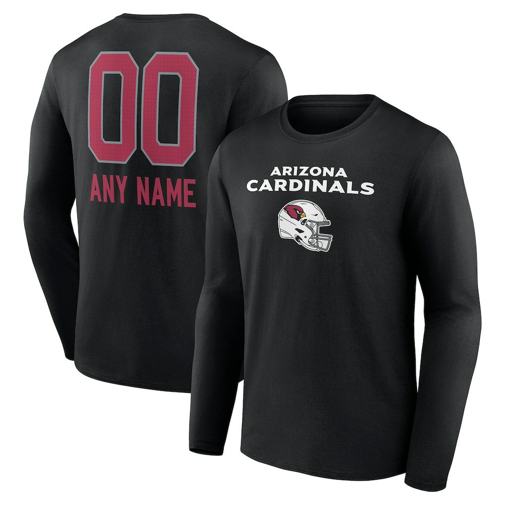 Arizona Cardinals Personalized Name & Number Team Wordmark Long Sleeve T-Shirt Black - NFL