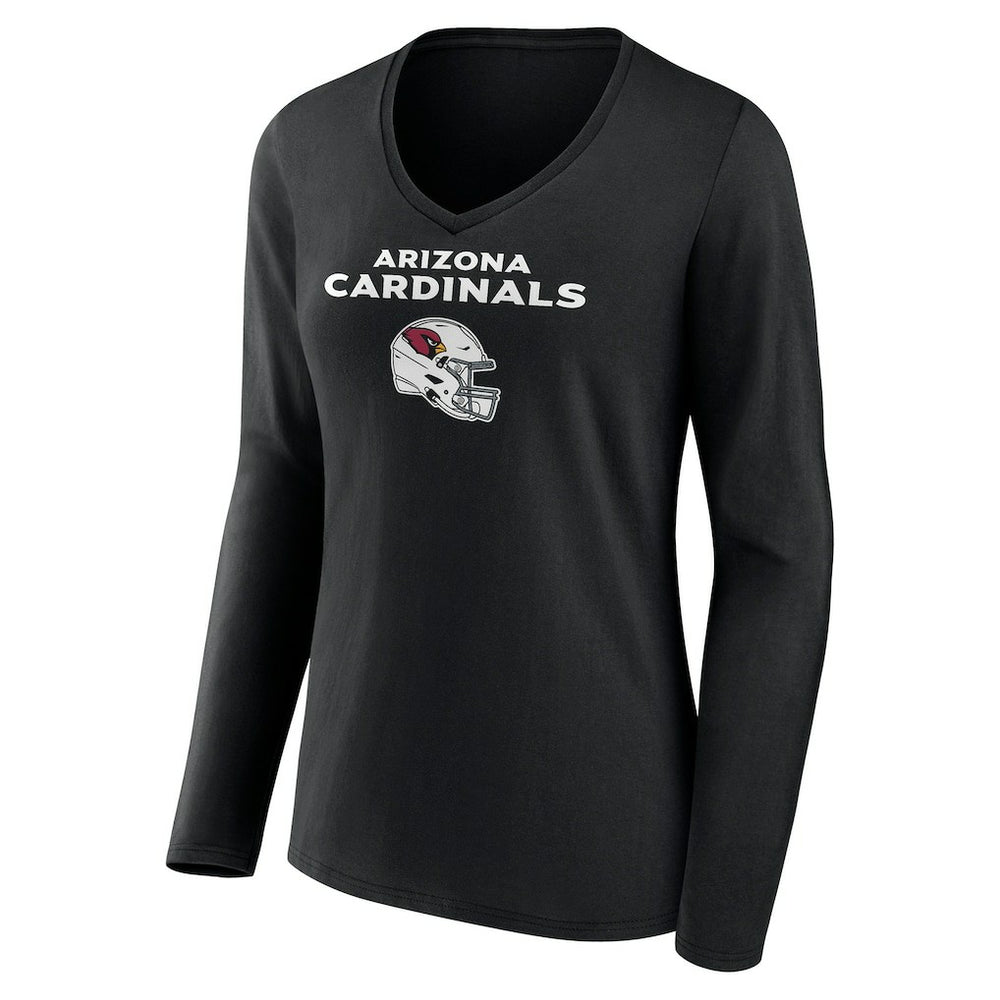 Arizona Cardinals Women's Personalized Name & Number Team Wordmark Long Sleeve V-Neck T-Shirt Black - NFL