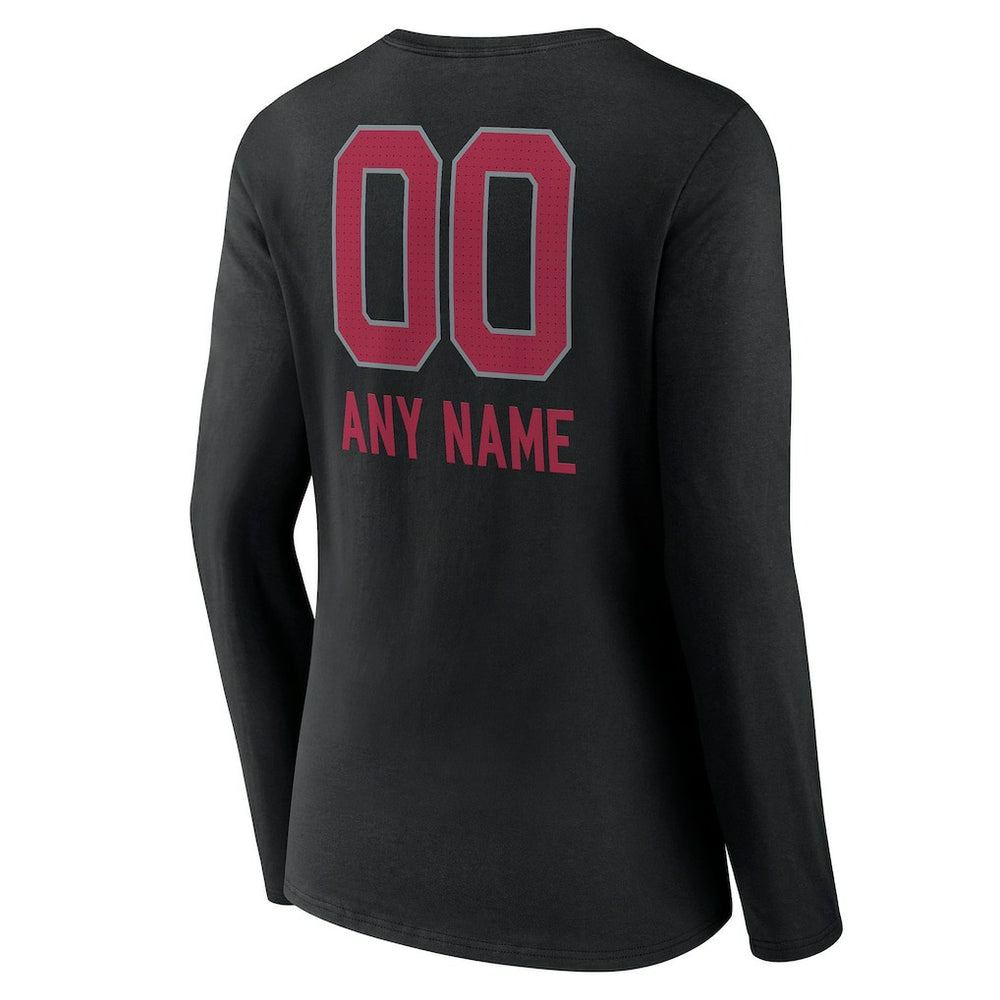 Arizona Cardinals Women's Personalized Name & Number Team Wordmark Long Sleeve V-Neck T-Shirt Black - NFL