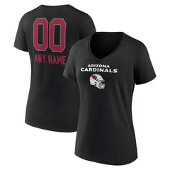 Arizona Cardinals Women's Personalized Name & Number Team Wordmark V-Neck T-Shirt Black - NFL