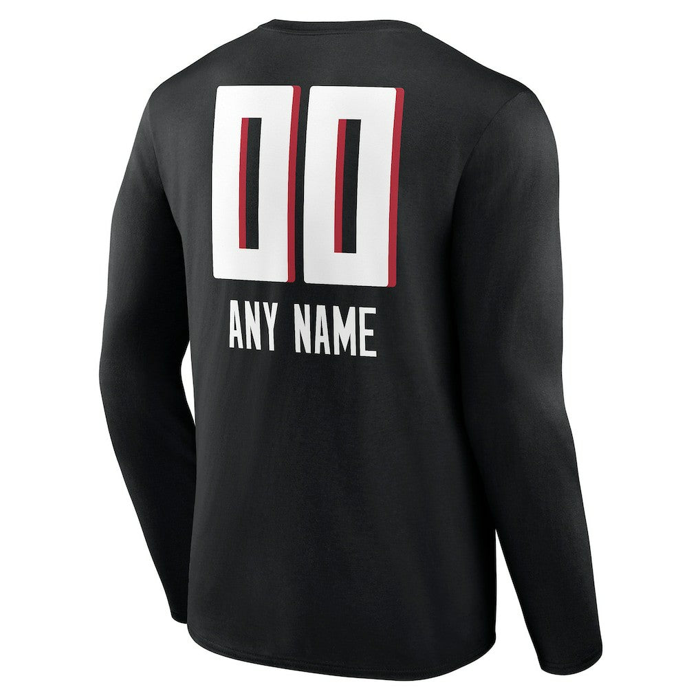 Atlanta Falcons Personalized Name & Number Team Wordmark Long Sleeve T-Shirt Black - NFL