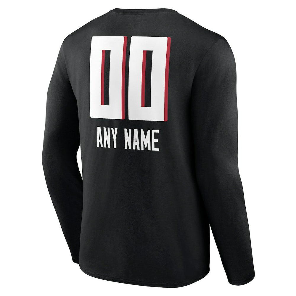 Atlanta Falcons Personalized Name & Number Team Wordmark Long Sleeve T-Shirt Black - NFL