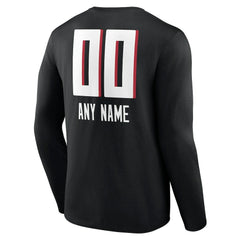 Atlanta Falcons Personalized Name & Number Team Wordmark Long Sleeve T-Shirt Black - NFL