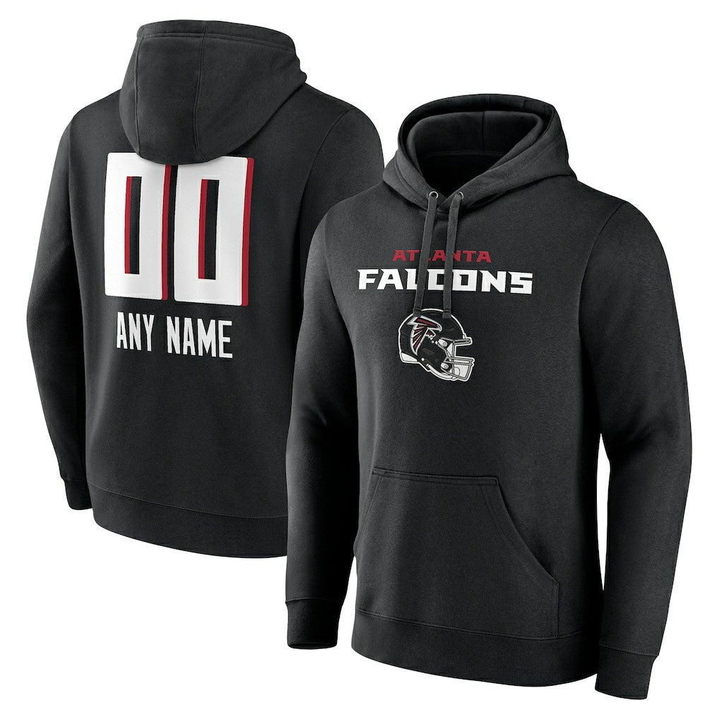 Atlanta Falcons Personalized Name & Number Team Wordmark Pullover Hoodie Black - NFL