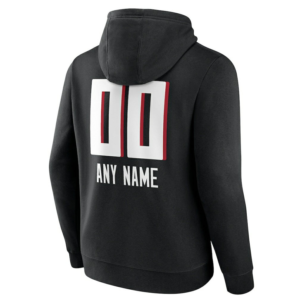 Atlanta Falcons Personalized Name & Number Team Wordmark Pullover Hoodie Black - NFL