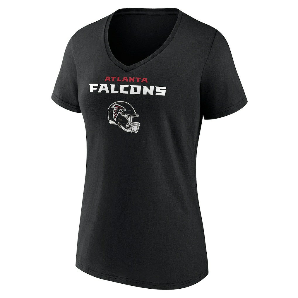 Atlanta Falcons Women's Personalized Name & Number Team Wordmark V-Neck T-Shirt Black - NFL