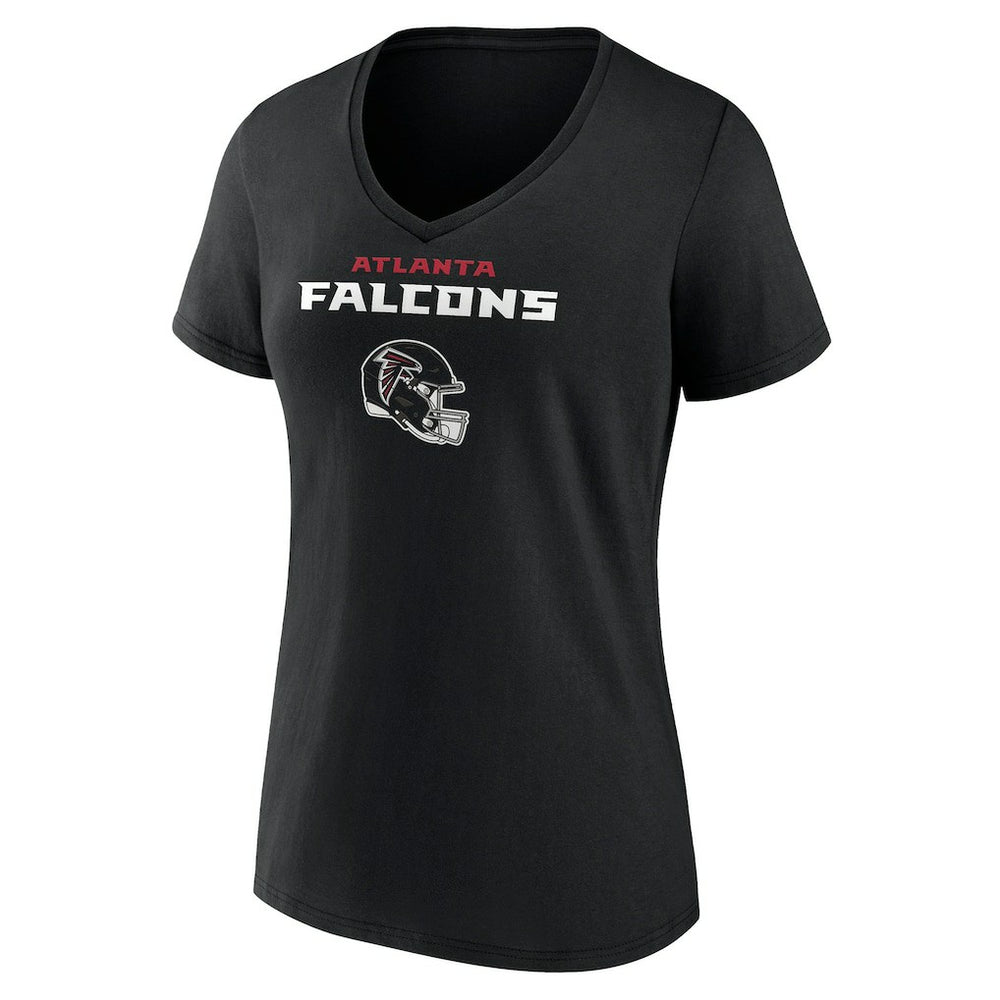 Atlanta Falcons Women's Personalized Name & Number Team Wordmark V-Neck T-Shirt Black - NFL