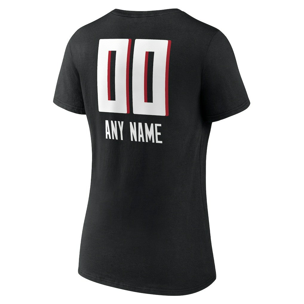 Atlanta Falcons Women's Personalized Name & Number Team Wordmark V-Neck T-Shirt Black - NFL