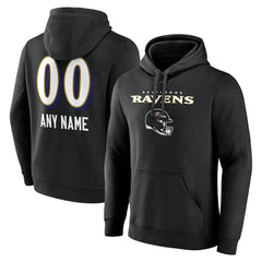 Baltimore Ravens Personalized Name & Number Team Wordmark Pullover Hoodie Black - NFL