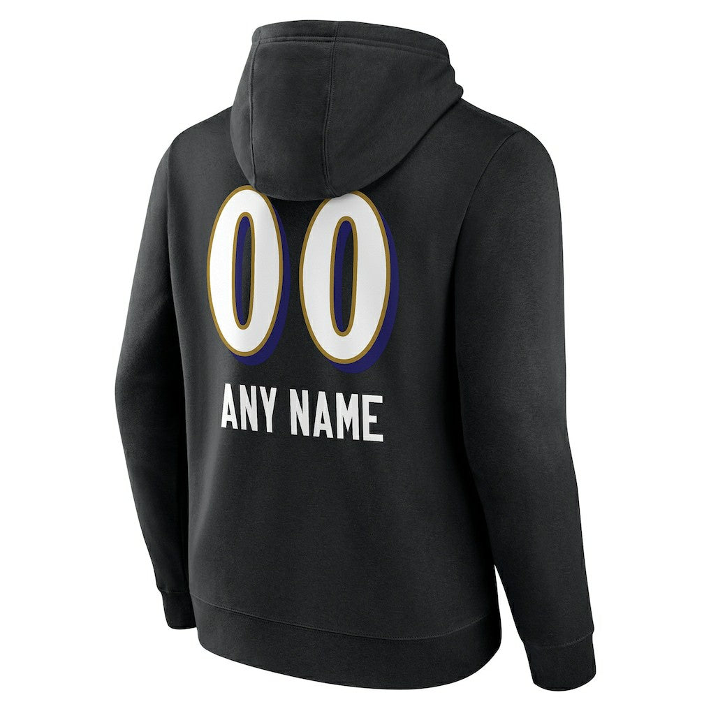 Baltimore Ravens Personalized Name & Number Team Wordmark Pullover Hoodie Black - NFL