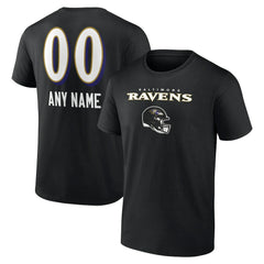 Baltimore Ravens Personalized Name & Number Team Wordmark T-Shirt Black - NFL