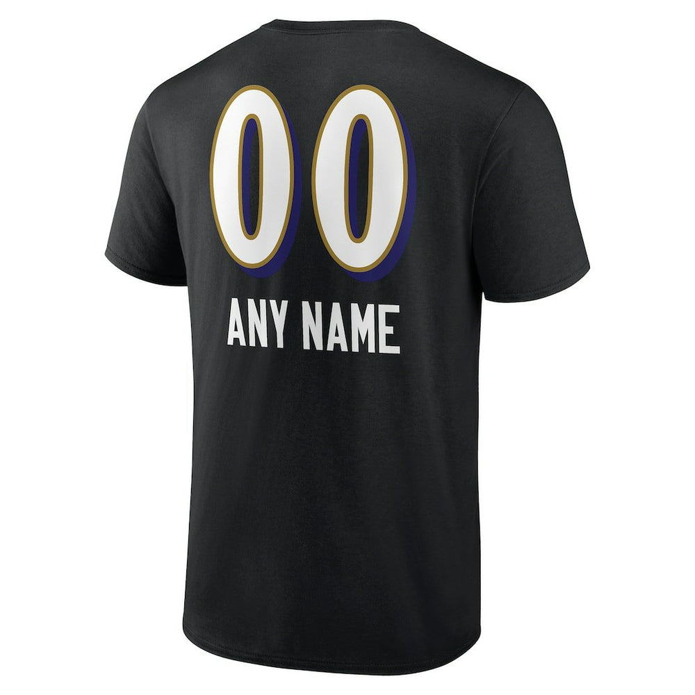 Baltimore Ravens Personalized Name & Number Team Wordmark T-Shirt Black - NFL