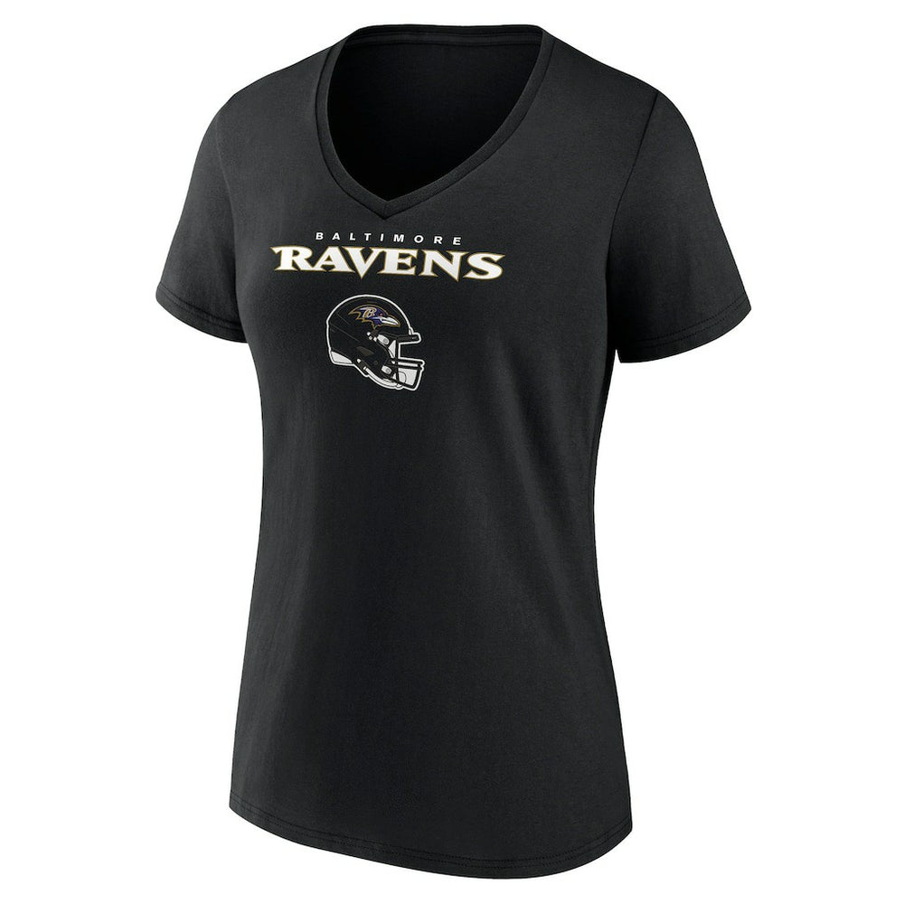 Baltimore Ravens Women's Personalized Name & Number Team Wordmark V-Neck T-Shirt Black - NFL