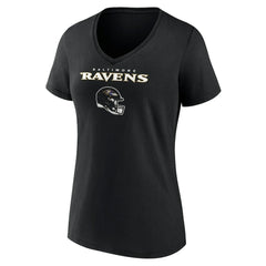 Baltimore Ravens Women's Personalized Name & Number Team Wordmark V-Neck T-Shirt Black - NFL