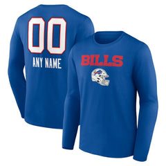 Buffalo Bills Personalized Name & Number Team Wordmark Long Sleeve T-Shirt Royal - NFL