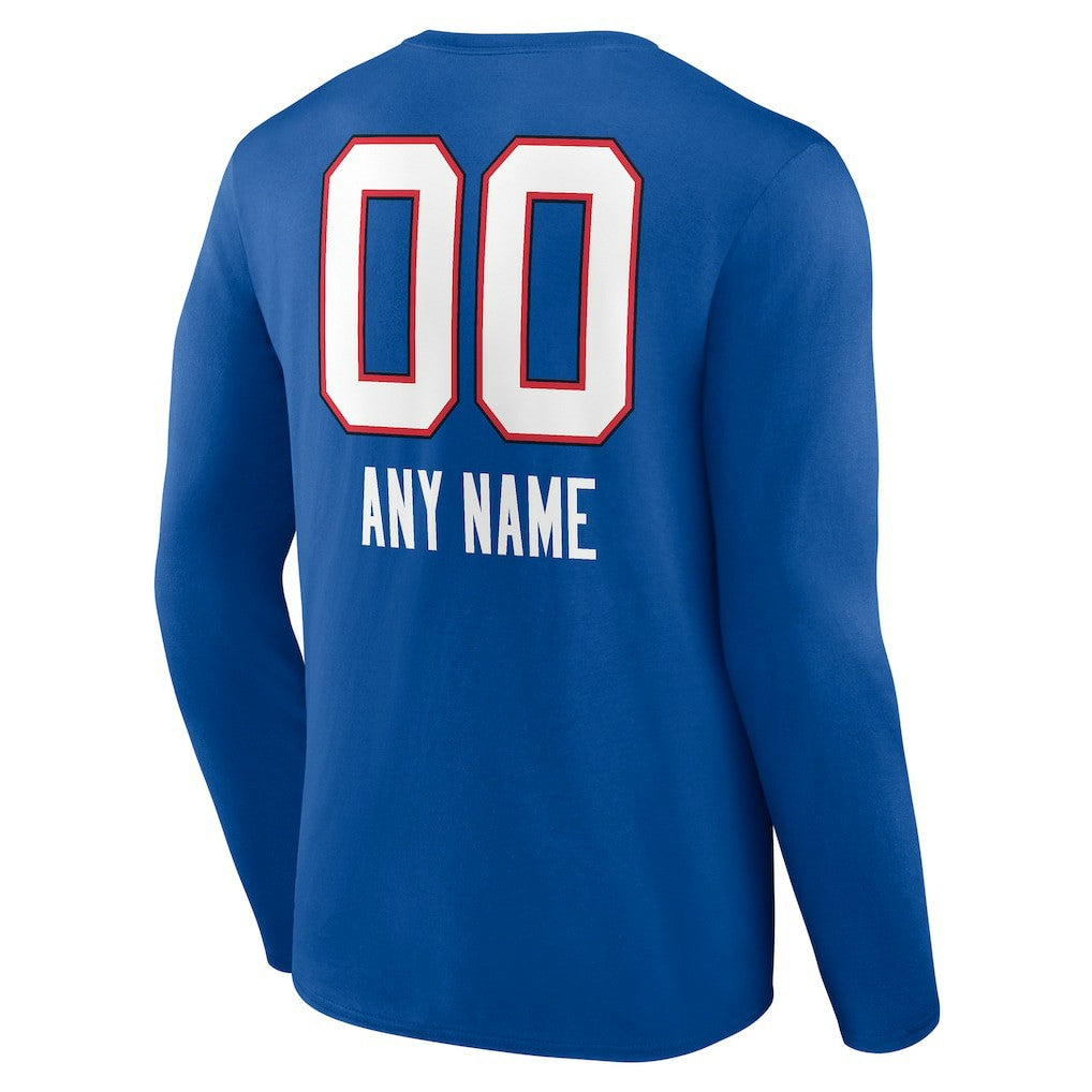 Buffalo Bills Personalized Name & Number Team Wordmark Long Sleeve T-Shirt Royal - NFL