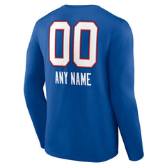 Buffalo Bills Personalized Name & Number Team Wordmark Long Sleeve T-Shirt Royal - NFL