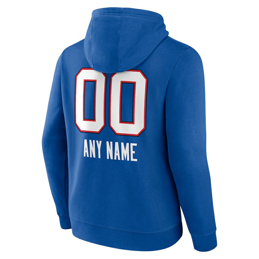 Buffalo Bills Personalized Name & Number Team Wordmark Pullover Hoodie Royal - NFL
