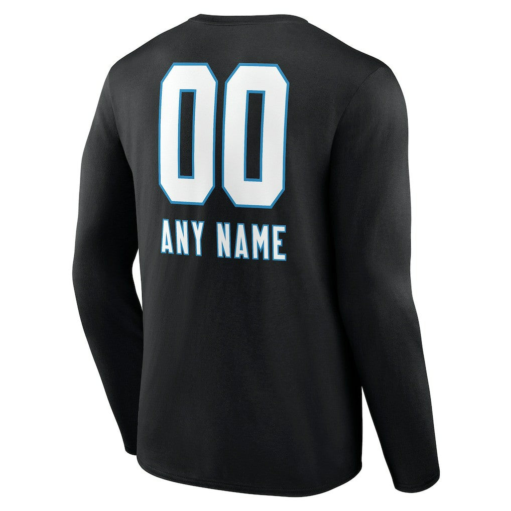 Carolina Panthers Personalized Name & Number Team Wordmark Long Sleeve T-Shirt Black - NFL
