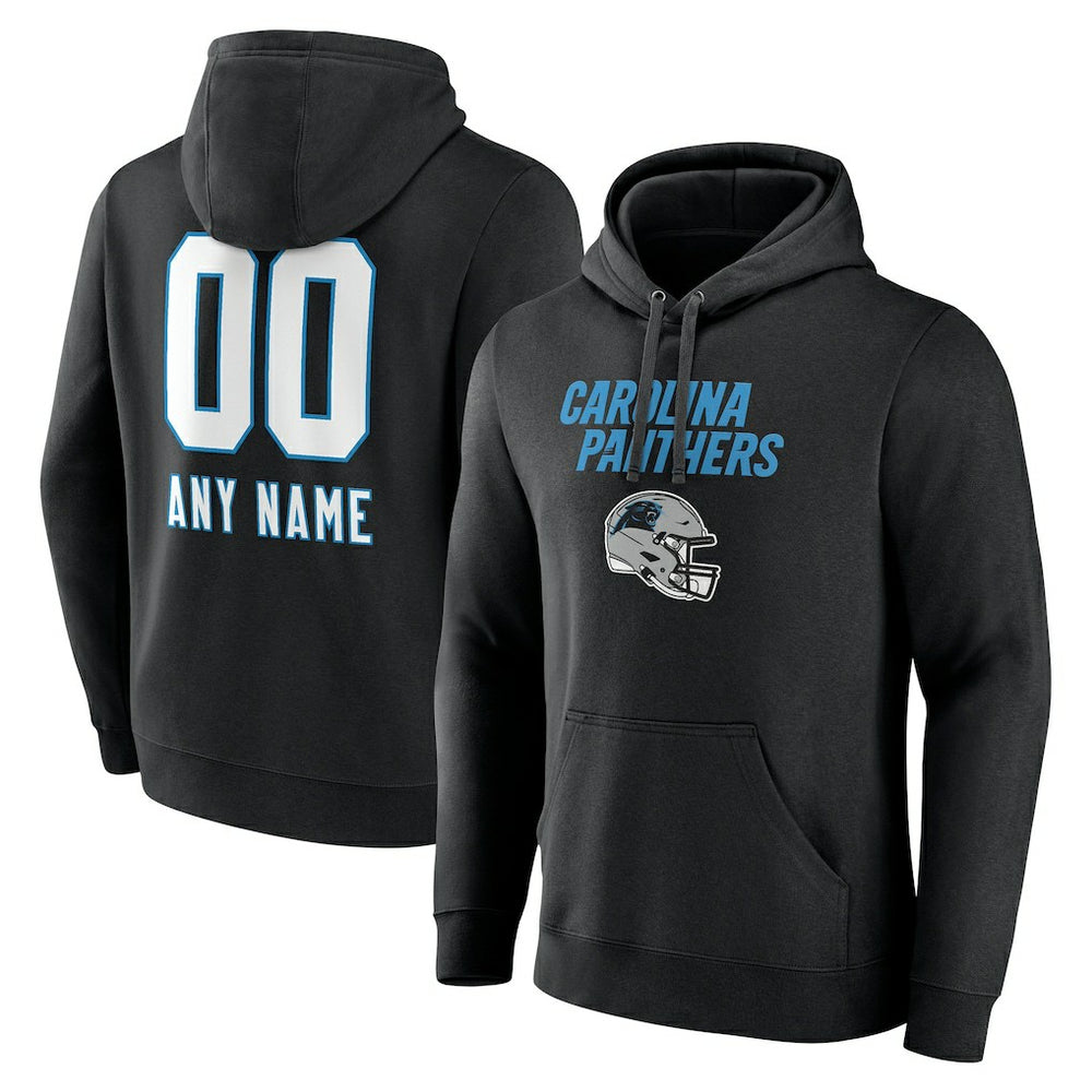 Carolina Panthers Personalized Name & Number Team Wordmark Pullover Hoodie Black - NFL