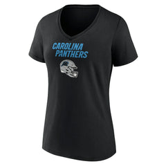 Carolina Panthers Women's Personalized Name & Number Team Wordmark V-Neck T-Shirt Black - NFL