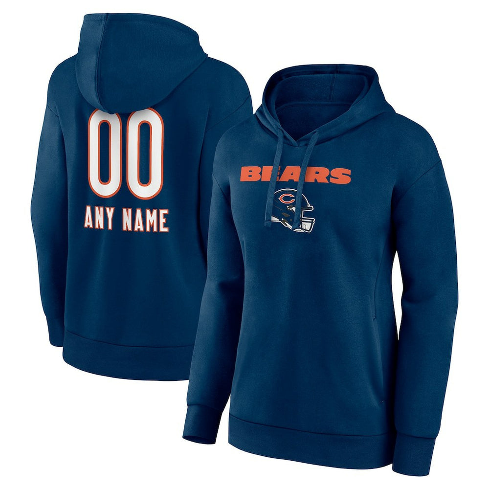 Chicago Bears Women's Personalized Name & Number Team Wordmark Pullover Hoodie Navy - NFL