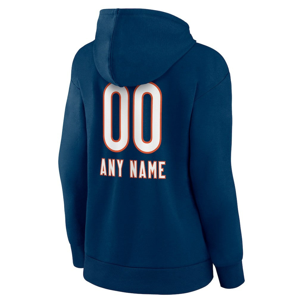 Chicago Bears Women's Personalized Name & Number Team Wordmark Pullover Hoodie Navy - NFL