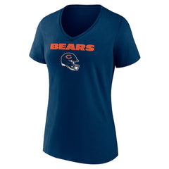 Chicago Bears Women's Personalized Name & Number Team Wordmark V-Neck T-Shirt Navy - NFL