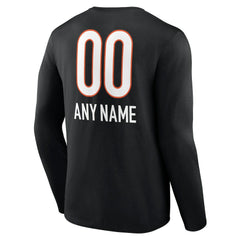 Cincinnati Bengals Personalized Name & Number Team Wordmark Long Sleeve T-Shirt Black - NFL