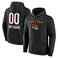 Cincinnati Bengals Personalized Name & Number Team Wordmark Pullover Hoodie Black - NFL