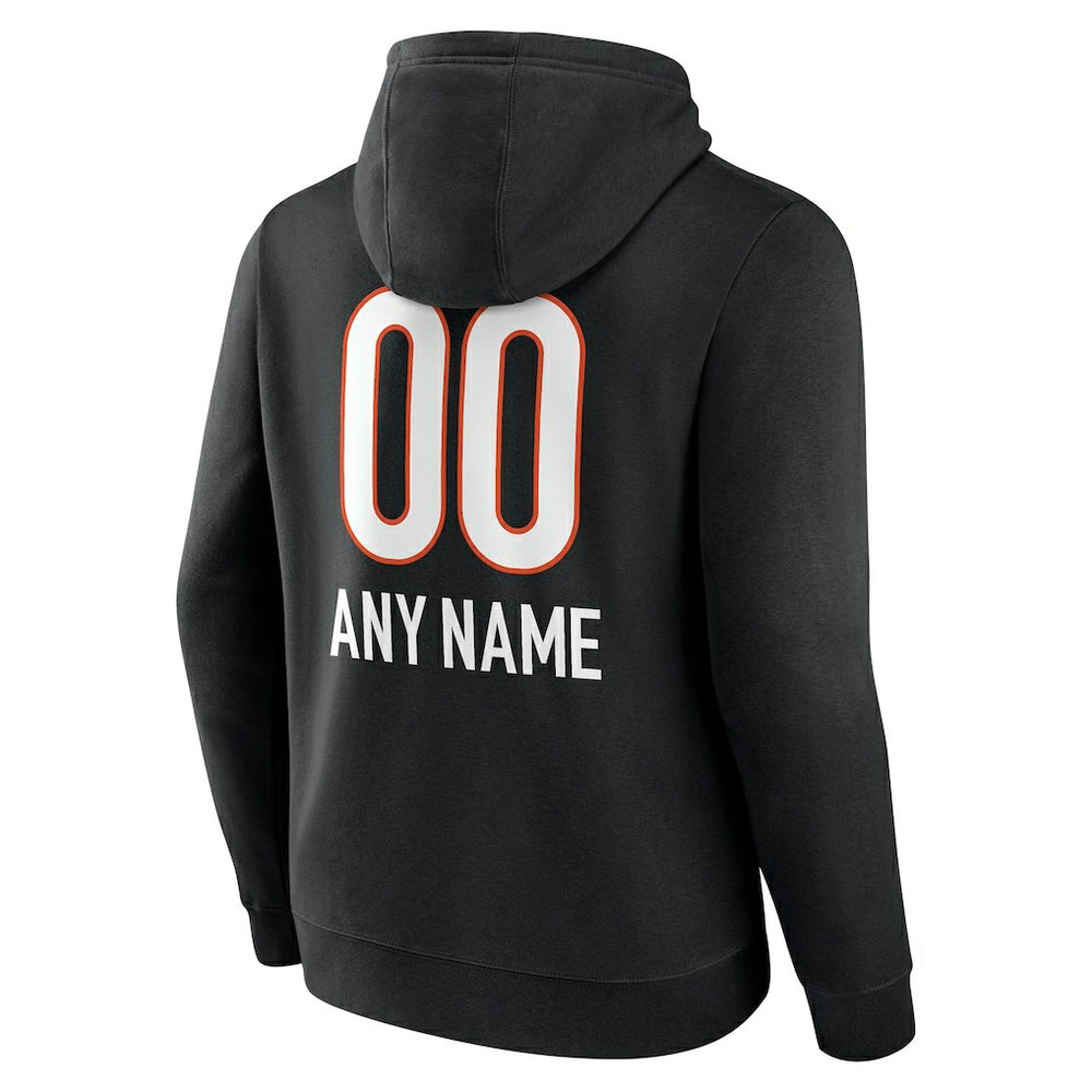 Cincinnati Bengals Personalized Name & Number Team Wordmark Pullover Hoodie Black - NFL