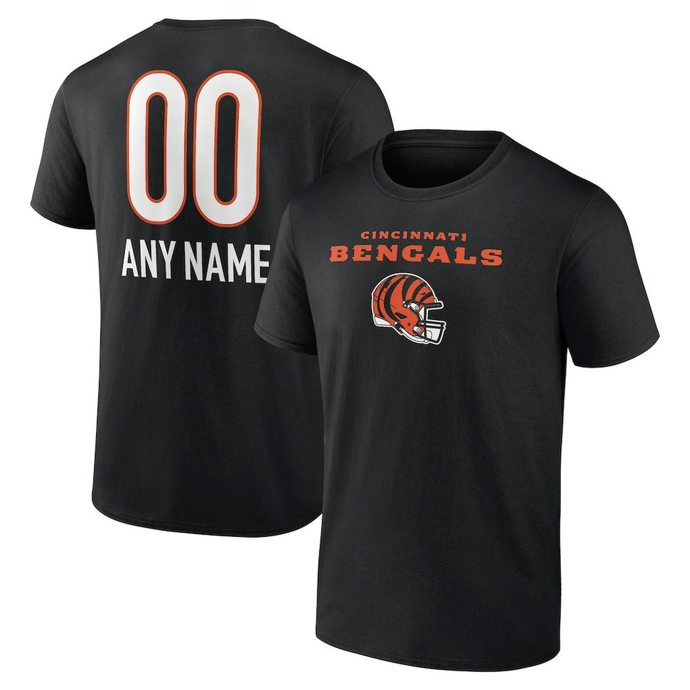Cincinnati Bengals Personalized Name & Number Team Wordmark T-Shirt Black - NFL
