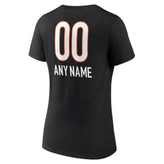 Cincinnati Bengals Women's Personalized Name & Number Team Wordmark V-Neck T-Shirt Black - NFL